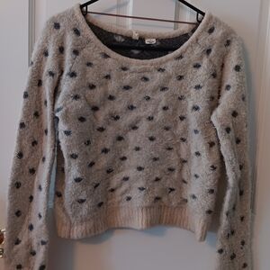 Anthropologie Moth Cream and Black Polka Dot Sweater